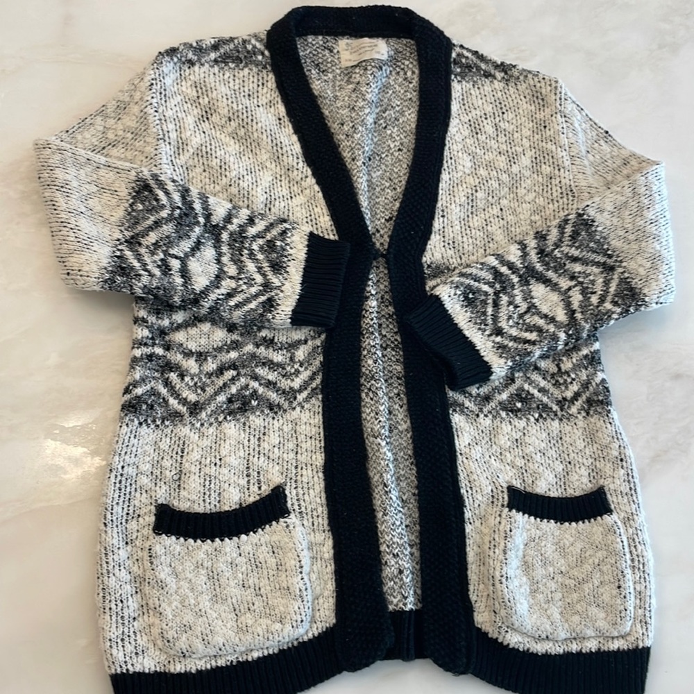 Zara Girls’ Black/White Knit Cardigan- Size 9/10 - Picture 1 of 5